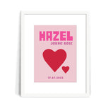 Colour-Pop Custom Birth Print - Hazel Heart