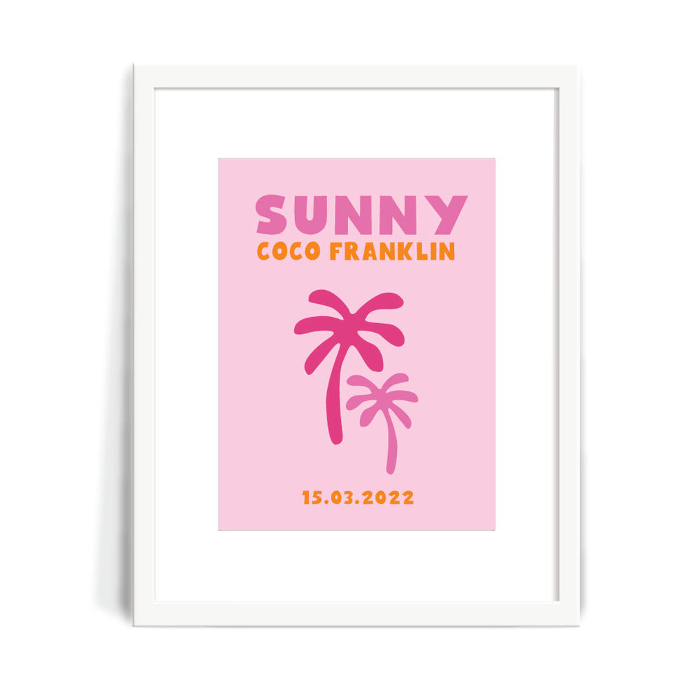 Colour-Pop Custom Birth Print - Sunny Print (Palm Tree)